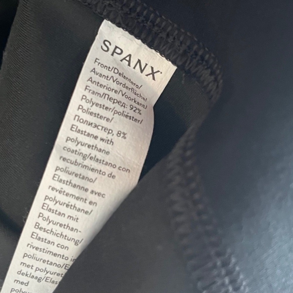 SPANX Faux Leather Combo Midi Sheath Dress Stretch Sleeveless Luxe Black size 1X - Picture 7 of 7